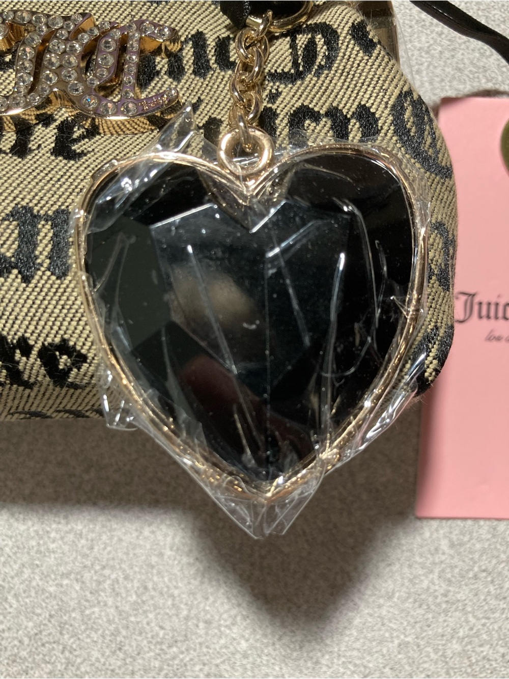 Juicy Couture Gold Logo Mini Crossbody Bag with Black Heart Charm - Picture 5 of 13